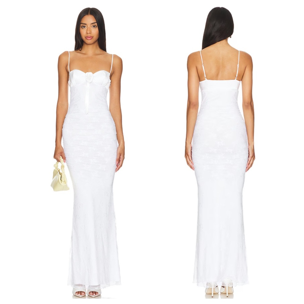 NWT New Majorelle Leonie Floral Lace Gown in White Revolve